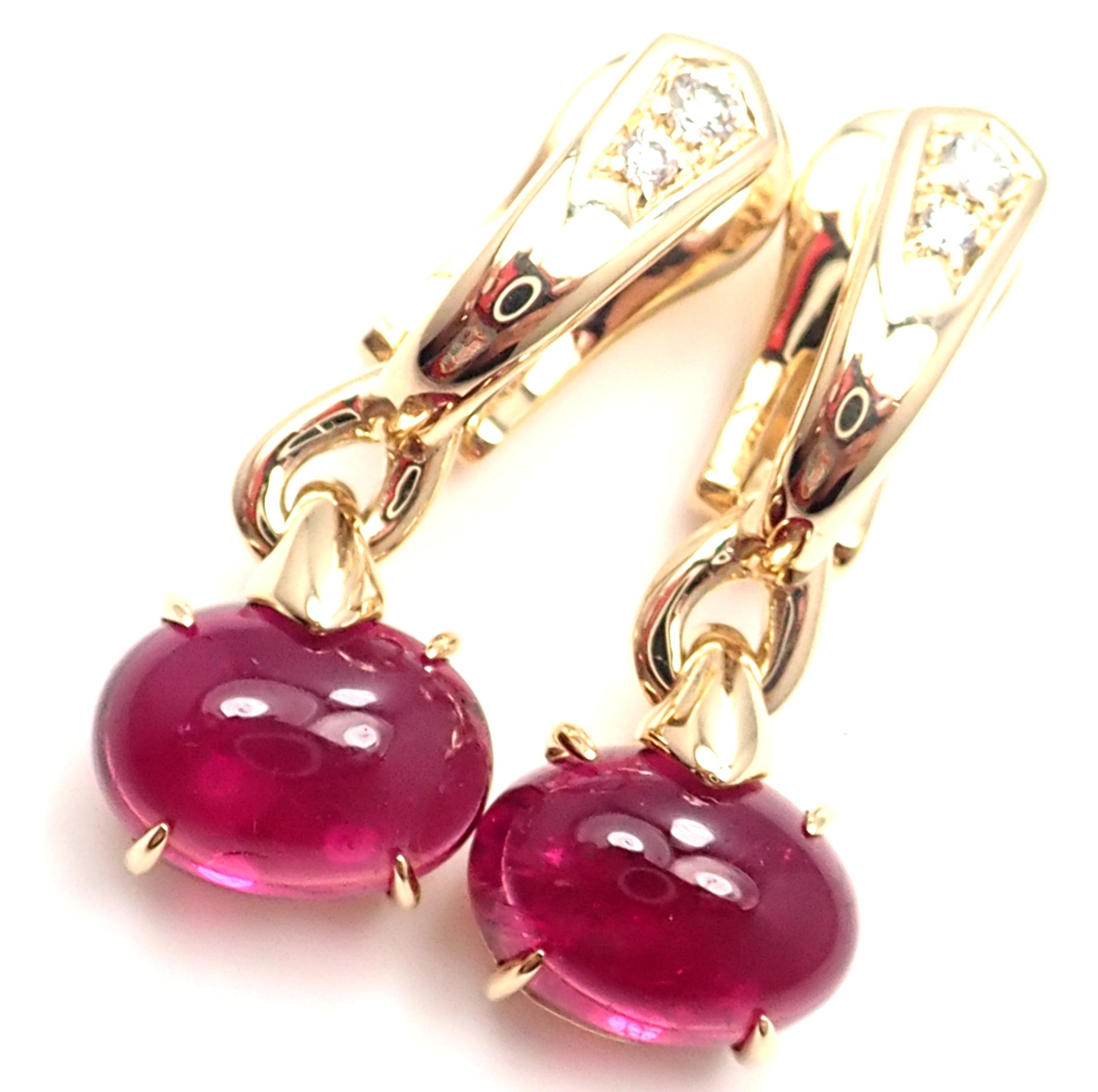 Bulgari Pink Tourmaline Diamond Yellow Gold Earrings 5