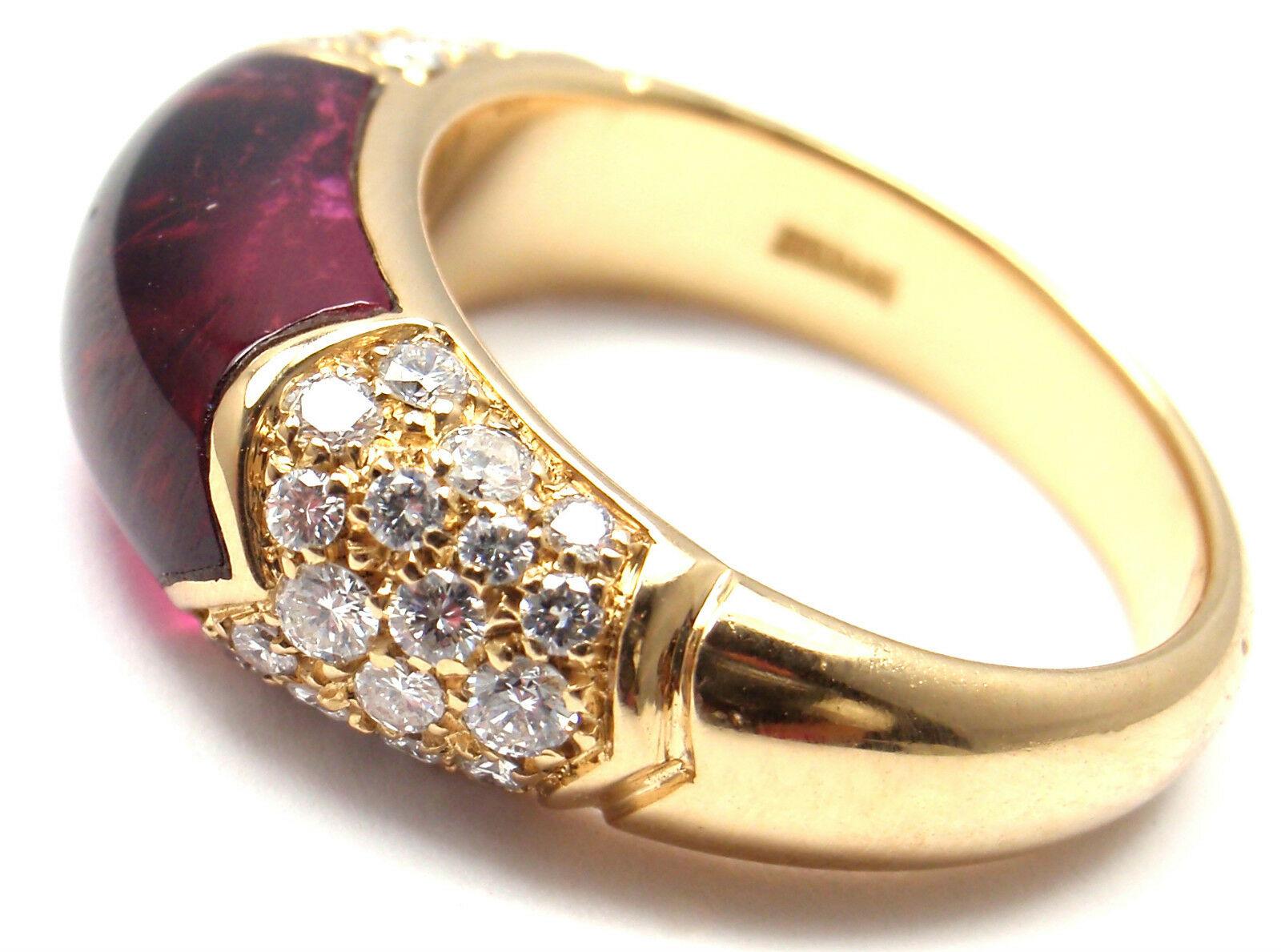 Brilliant Cut Bulgari Pink Tourmaline Diamond Yellow Gold Ring