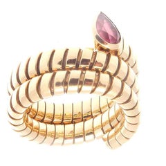 Bulgari Pink Tourmaline Gold Tubogas Serpenti Ring