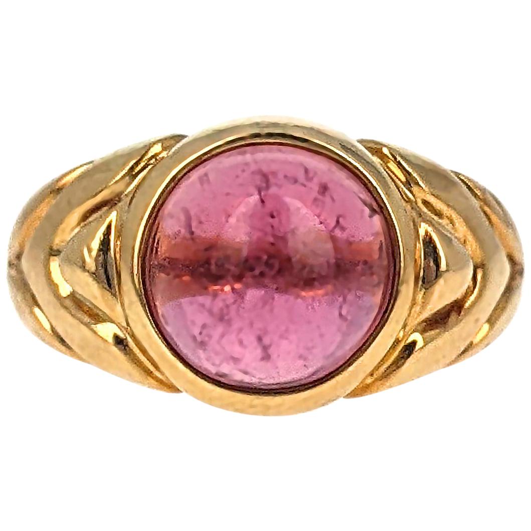 Bulgari Pink Tourmaline Yellow Gold Ring For Sale