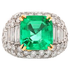 BULGARI Platinum & 18K Yellow Gold, Colombian Emerald and Diamond Trombino Ring