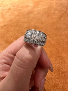 Bulgari Platinum Old-Cut Diamond Band Ring, 1970s