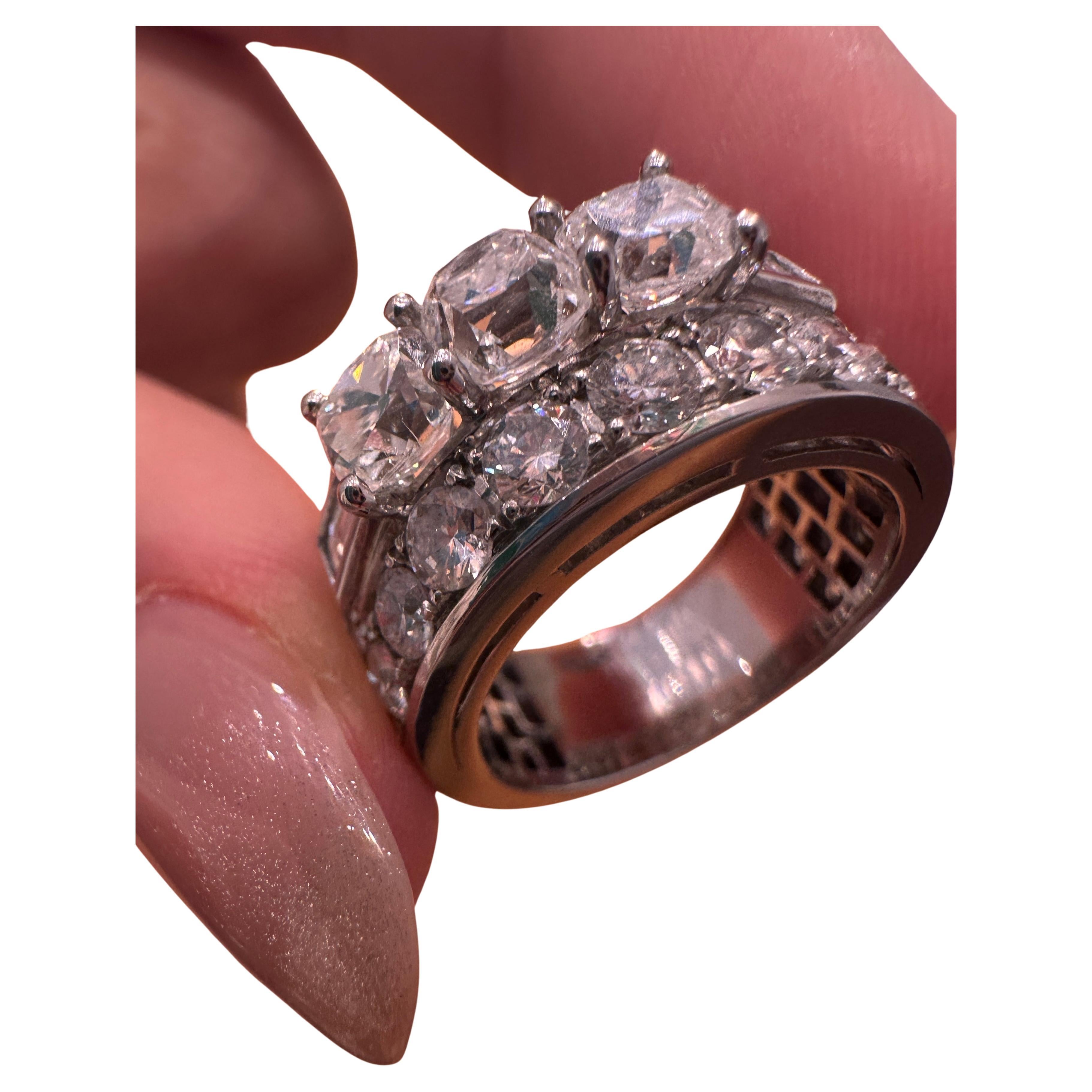 Bulgari Platinum Old-Cut Diamond Band Ring, 1970s For Sale