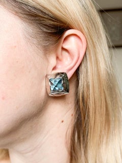 Bulgari Pyramid Blue Topaz Gold Earrings