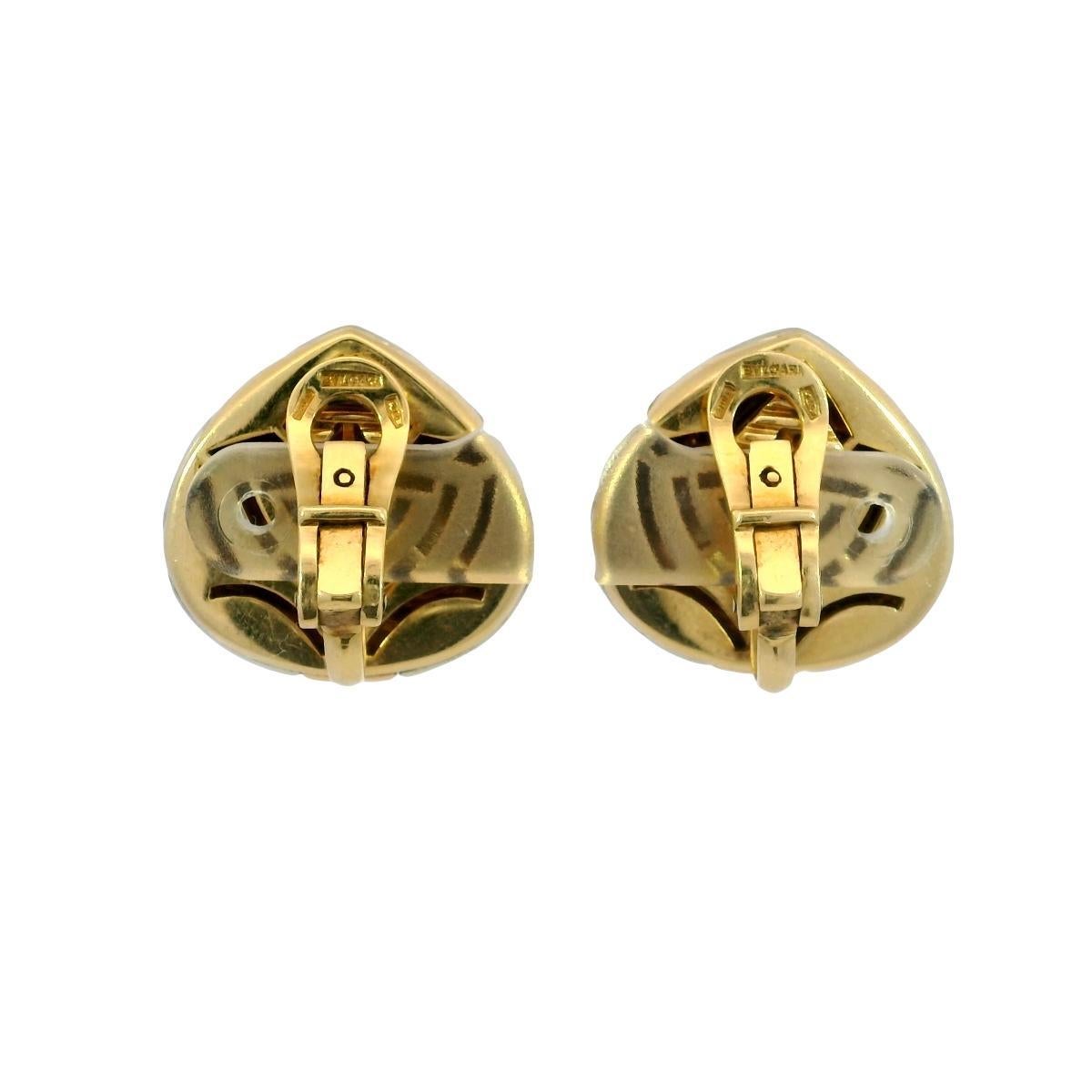 Bulgari Pyramid Geometric Earrings 18K Tricolor 1980's Clip-ons In Excellent Condition For Sale In Fairfield, CT