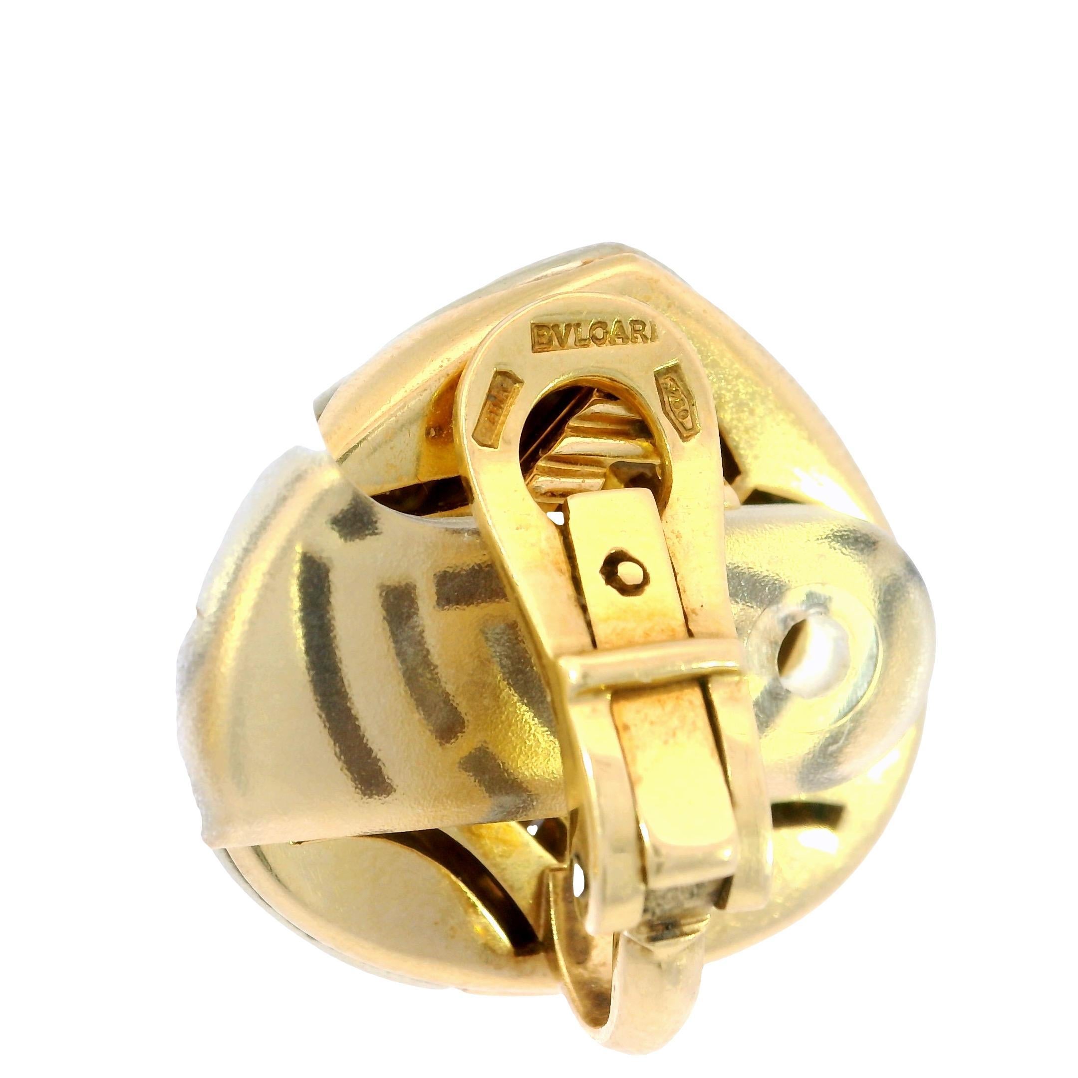 Bulgari Pyramid Geometric Earrings 18K Tricolor 1980's Clip-ons For Sale 1