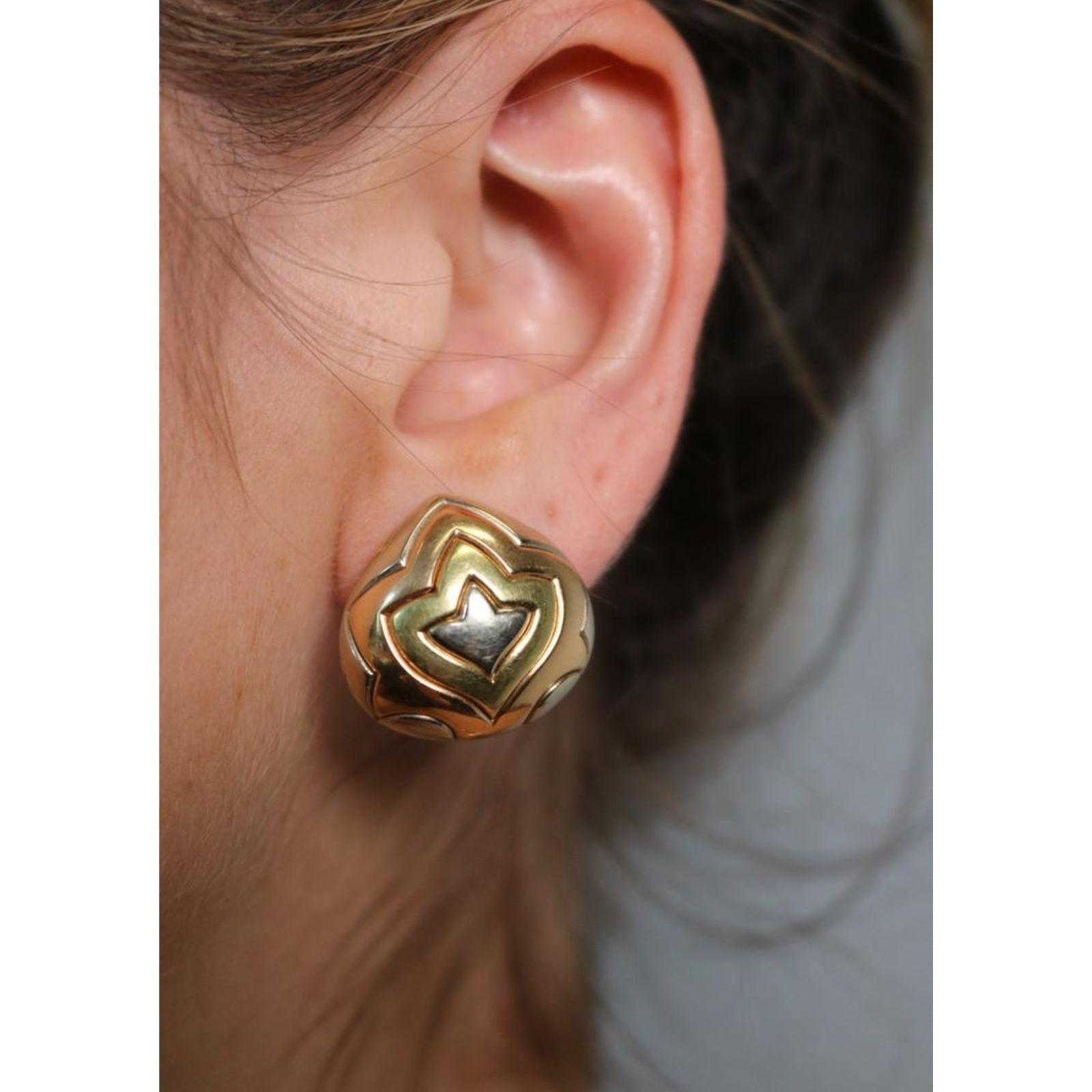Bulgari Pyramid Geometric Earrings 18K Tricolor 1980's Clip-ons For Sale 3