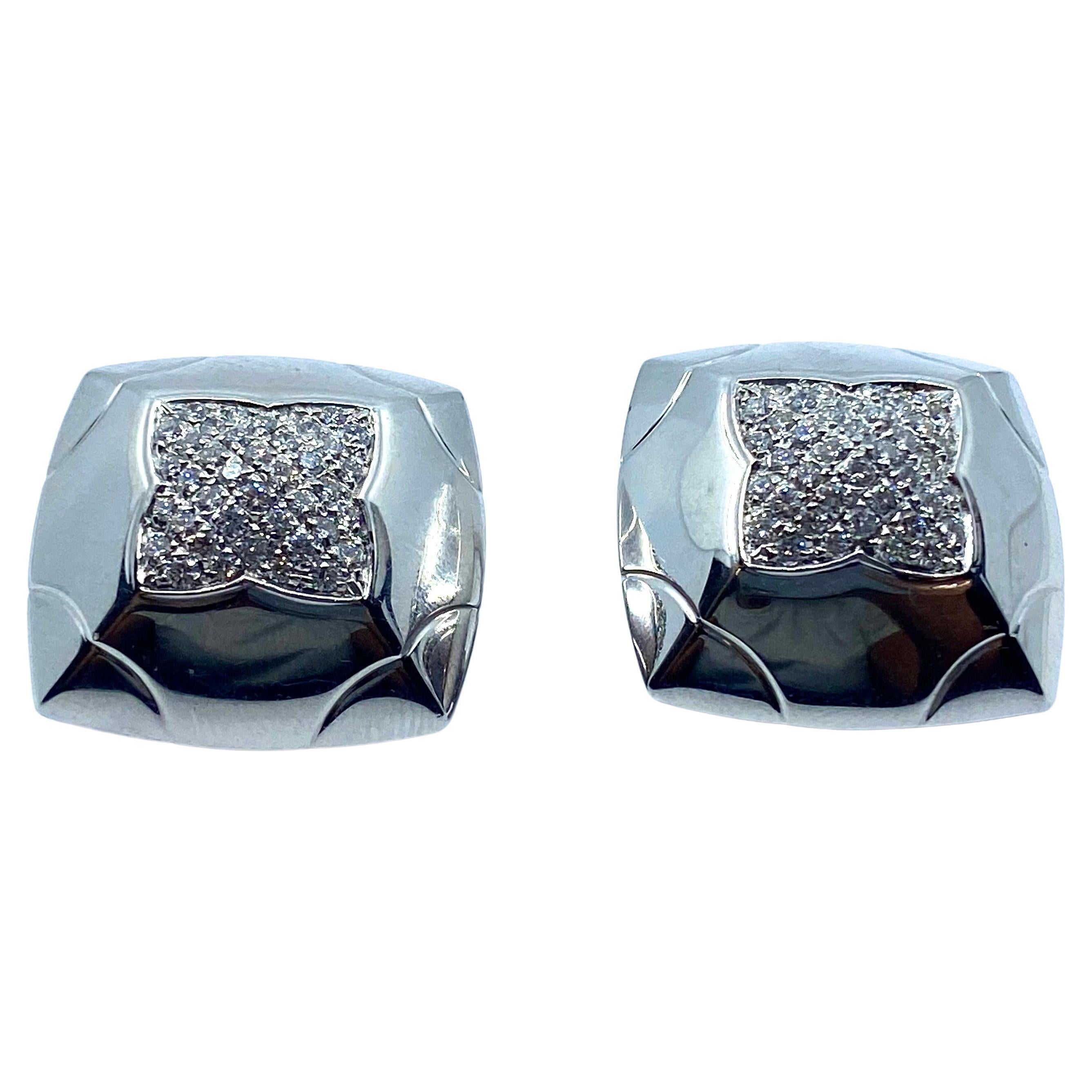 Bulgari Pyramid White Gold Earrings Diamond For Sale 3
