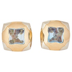 Bulgari Pyramide 18K Two-Tone Gold Blue Topaz Earrings
