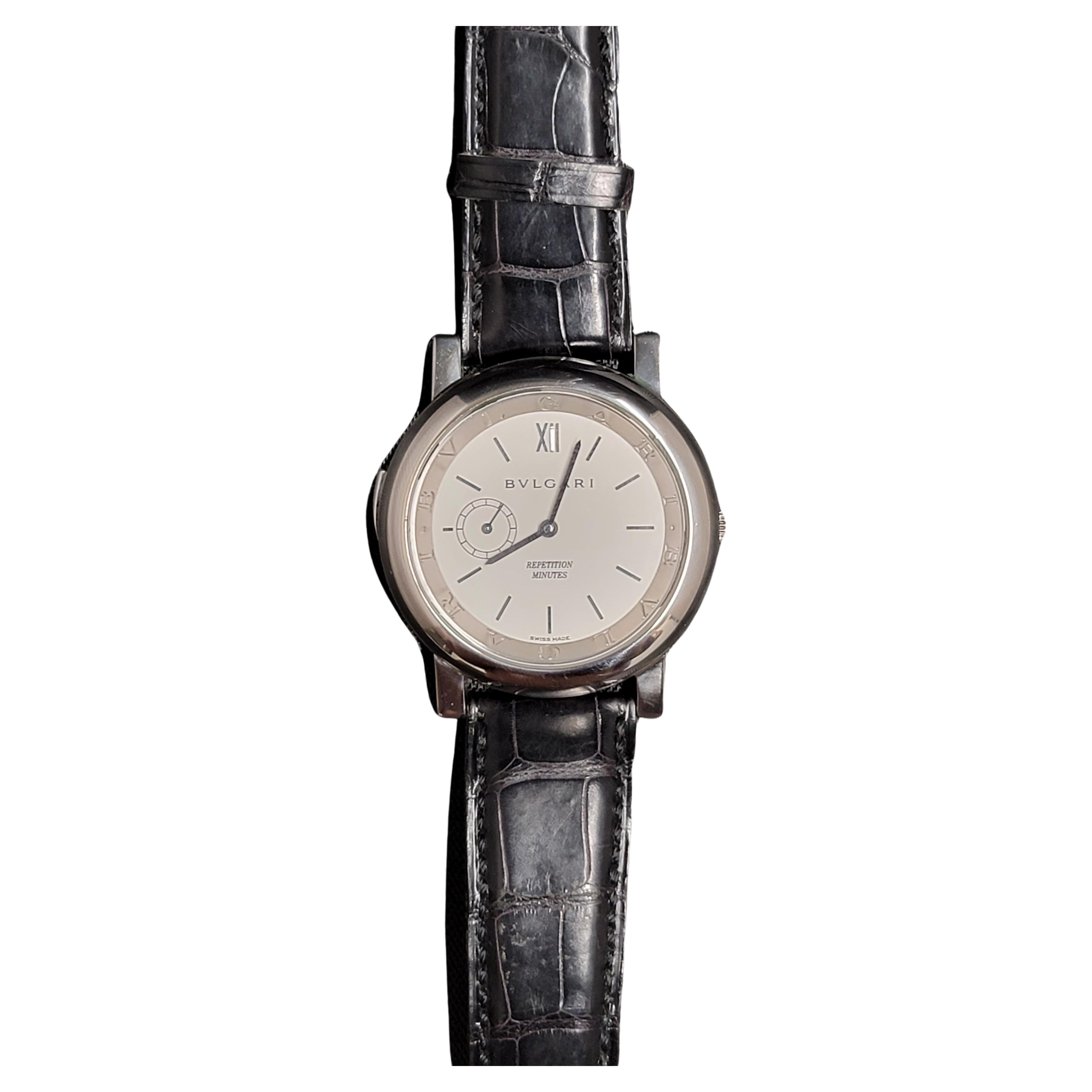 Bulgari Rare Large Men's Minute Repeater Wristwatch Platinum For Sale