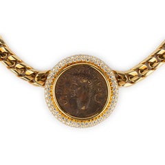 Bulgari Rare Large Monete Gold Coin Diamond Necklace