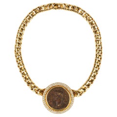 Bulgari Rare Large Monete Gold Coin Diamond Necklace