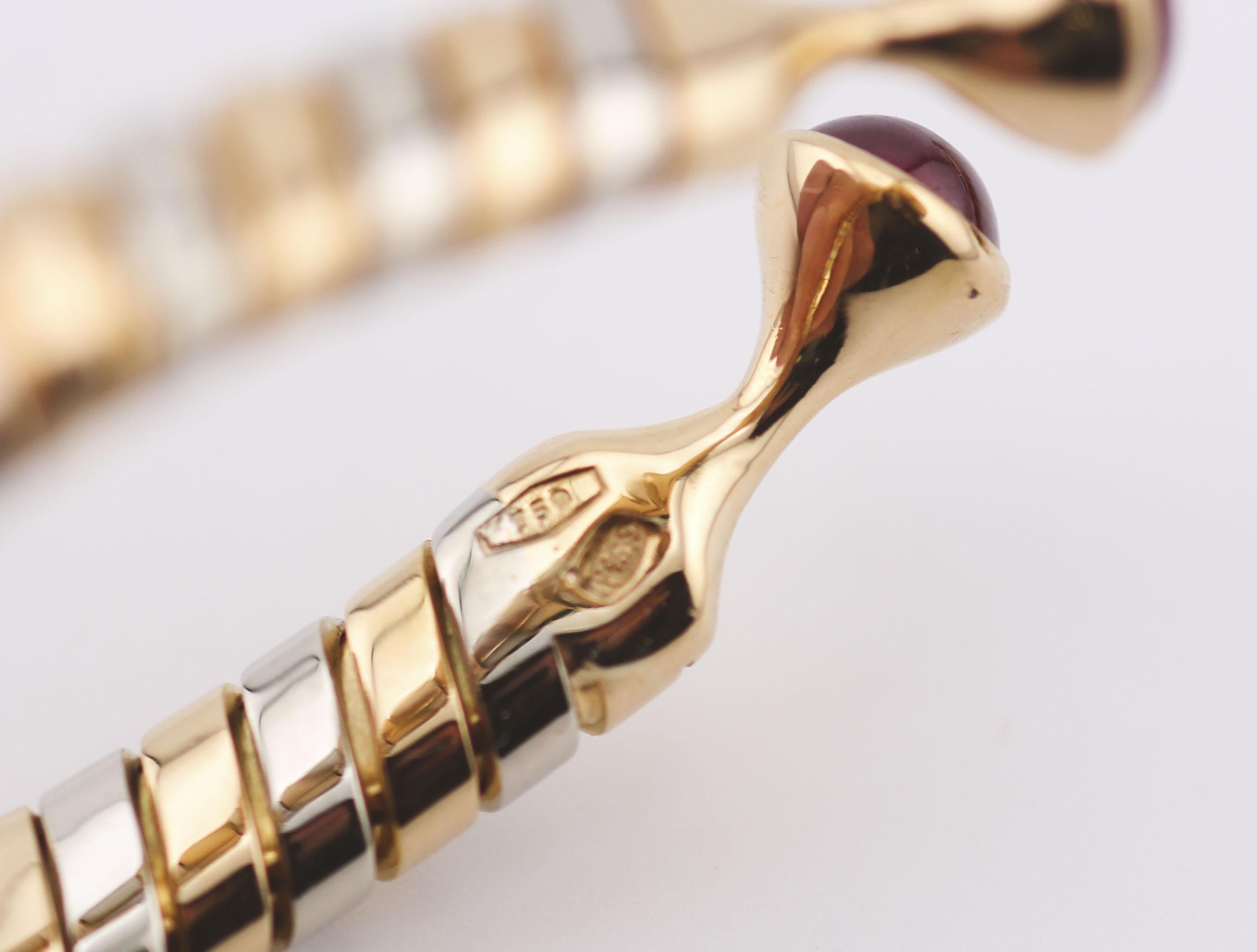 Bulgari Seltener Rubin 2 Tone 18k Gold Tubogas  Manschettenknöpfe Herren im Angebot