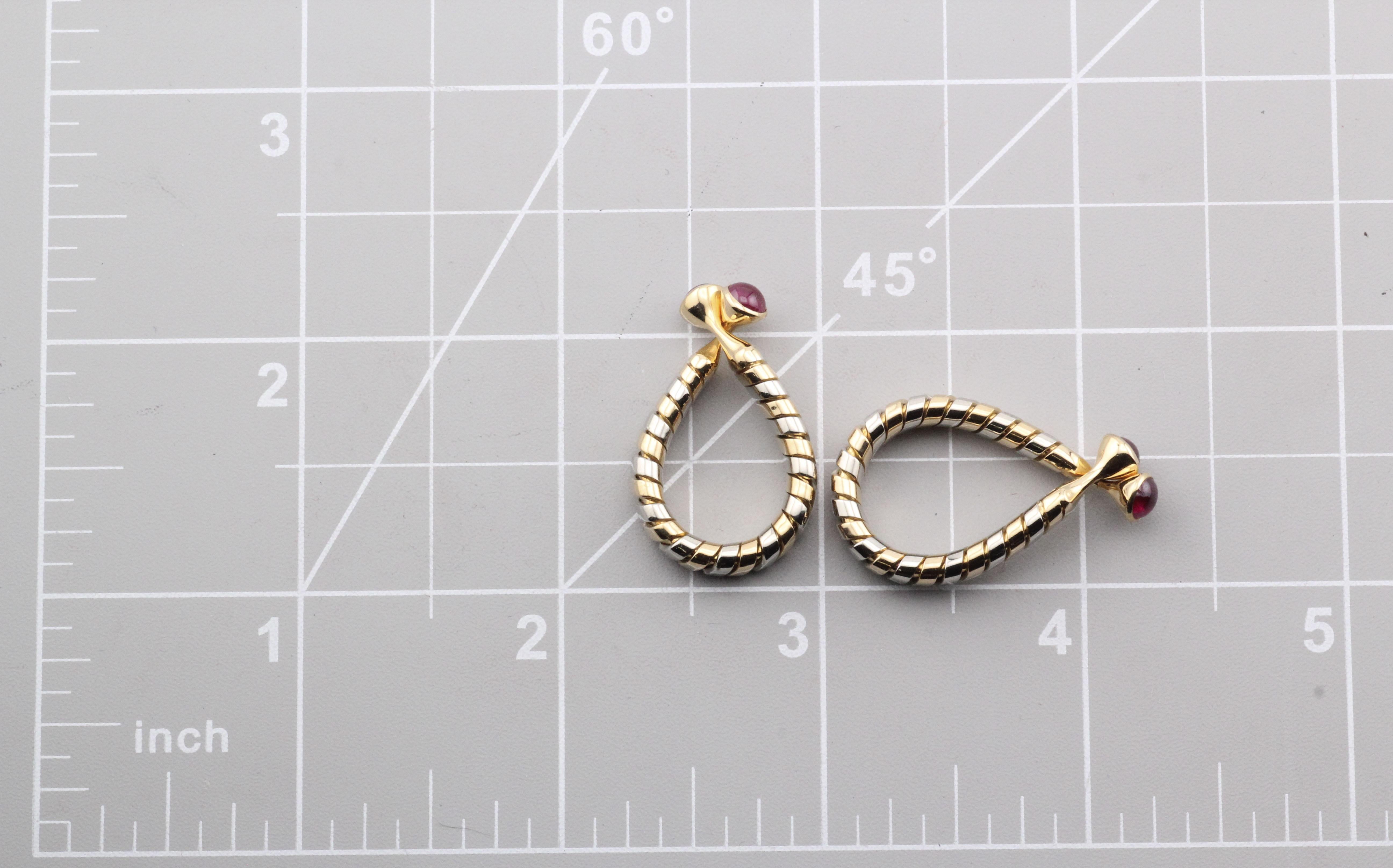 Bulgari Seltener Rubin 2 Tone 18k Gold Tubogas  Manschettenknöpfe im Angebot 3