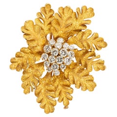 Bulgari Rare Yellow Gold and Diamond Floral Brooch 