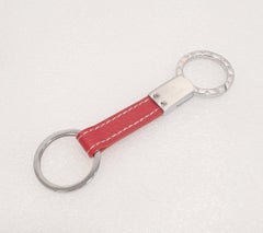 Bulgari Red leather Key Ring Bvlgari Silver