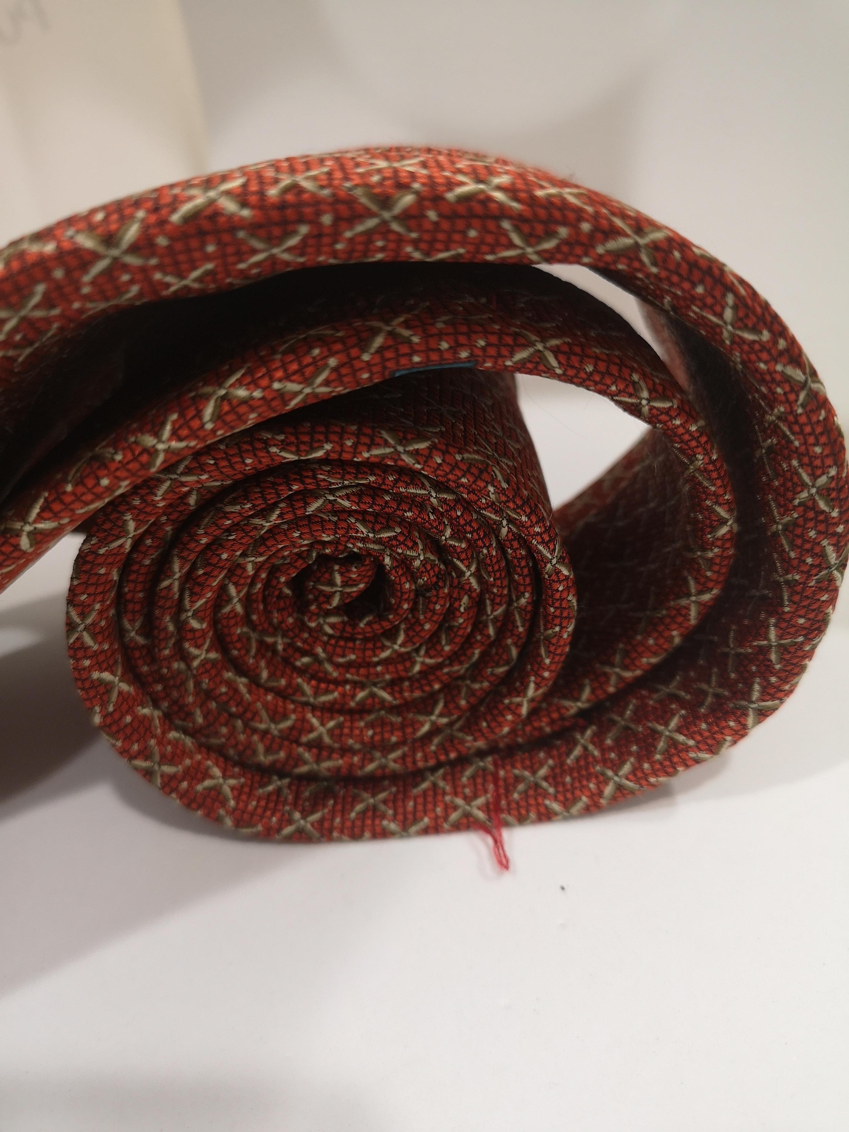 Brown Bulgari red multicoloured silk tie