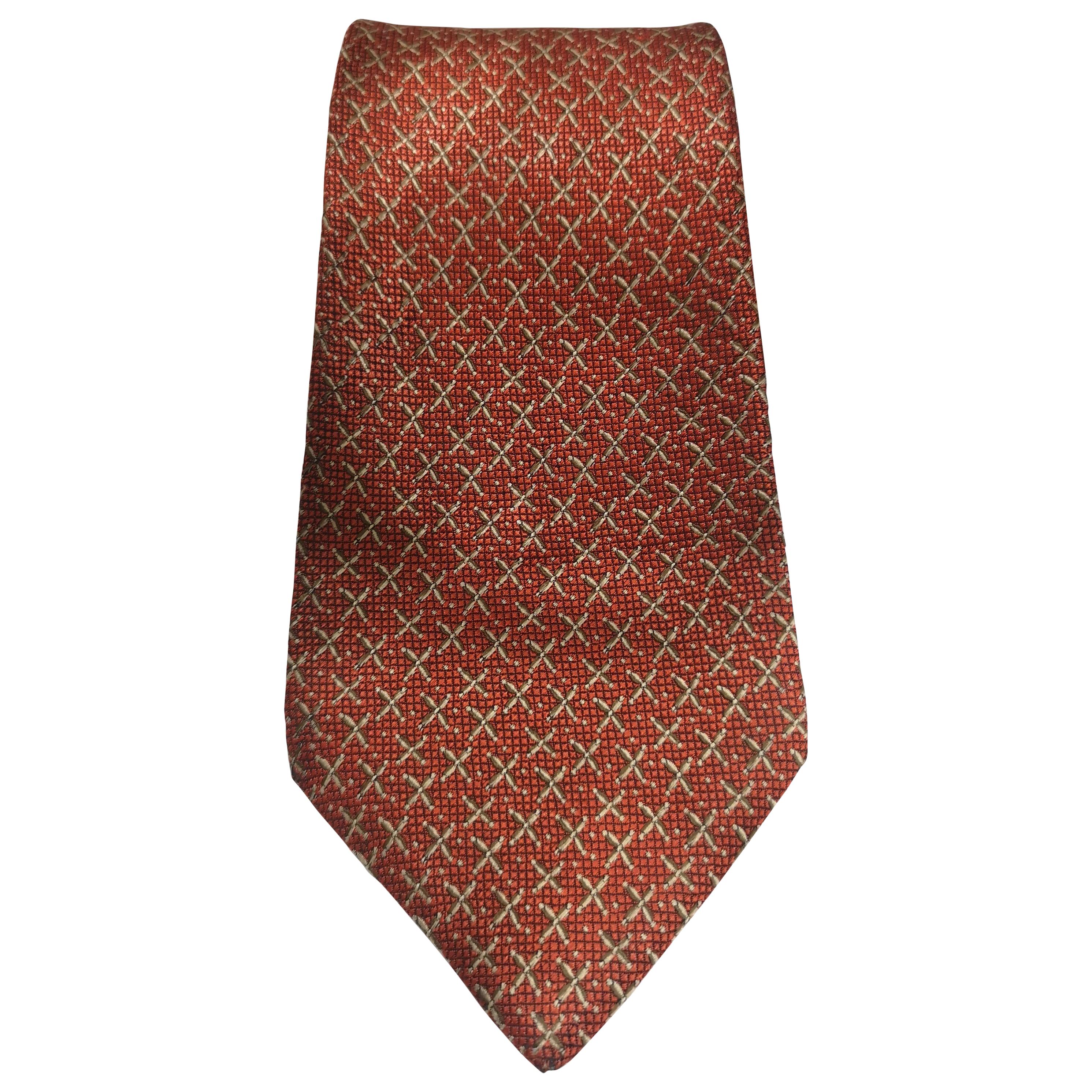 Bulgari red multicoloured silk tie