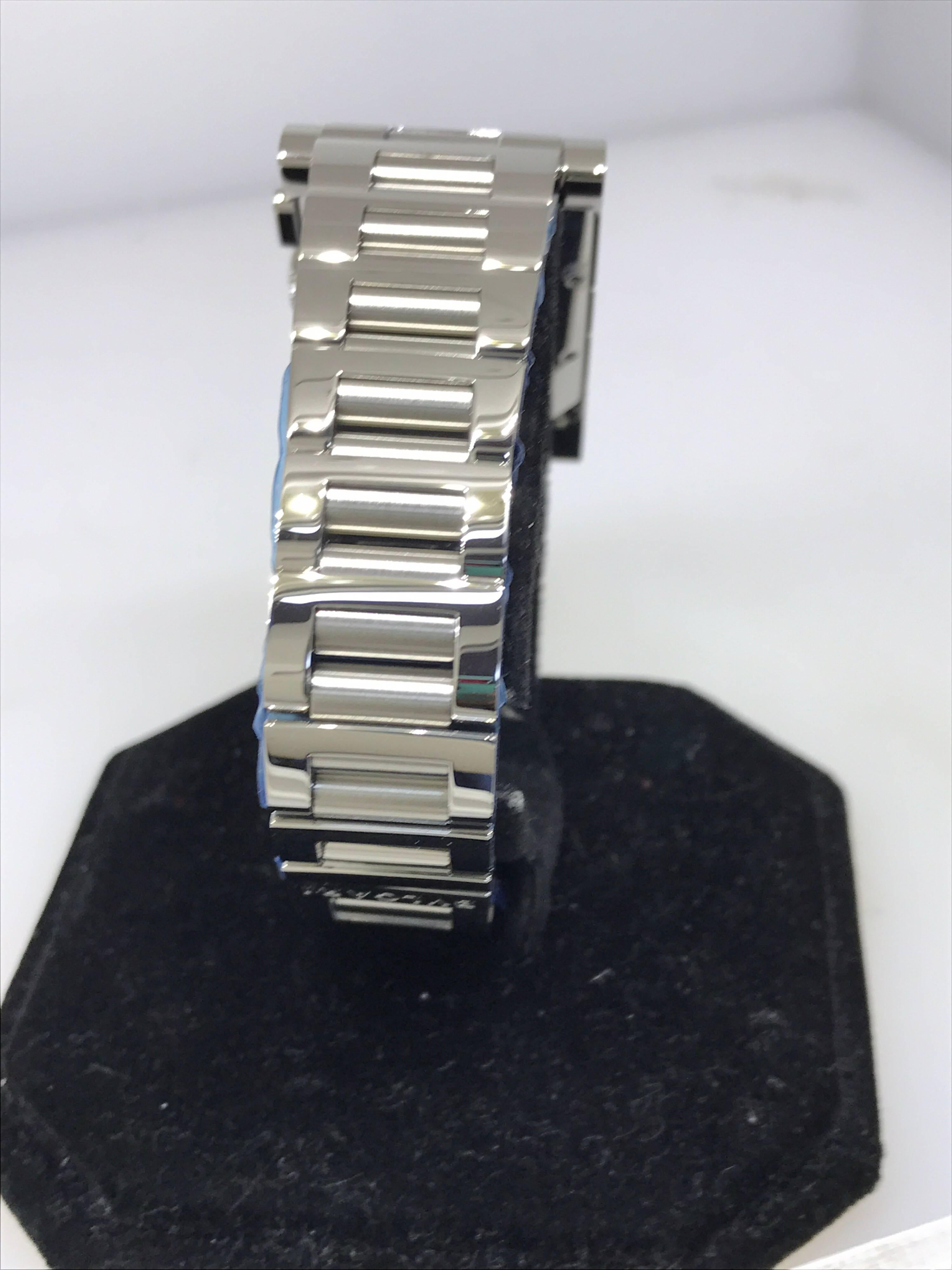 Bulgari Rettangolo Stainless Steel Silver Dial Chronograph Bracelet Men's Watch For Sale 2