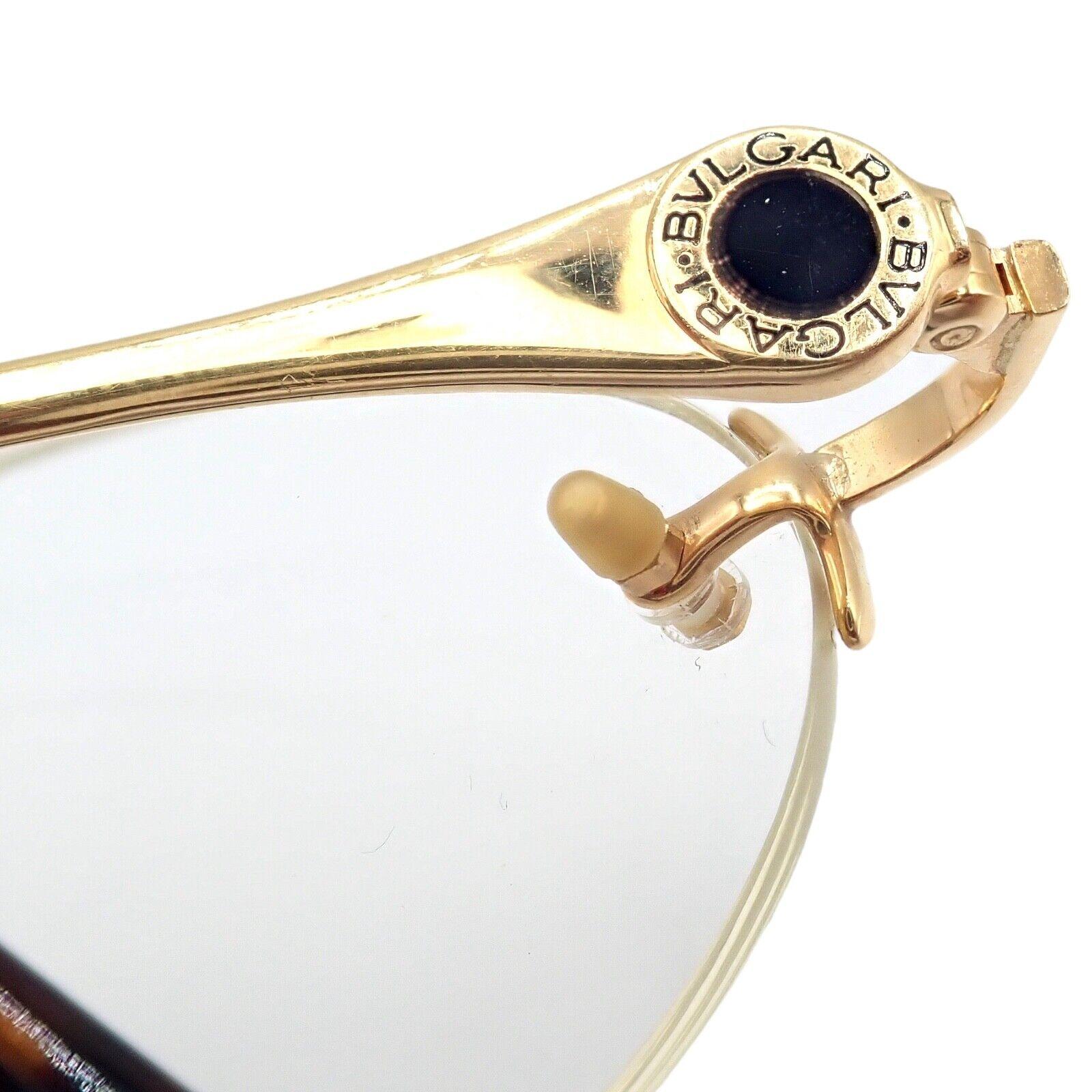 Bulgari Randlos Massiv Gelbgold Signatur Brillengestell Brillen für Damen oder Herren