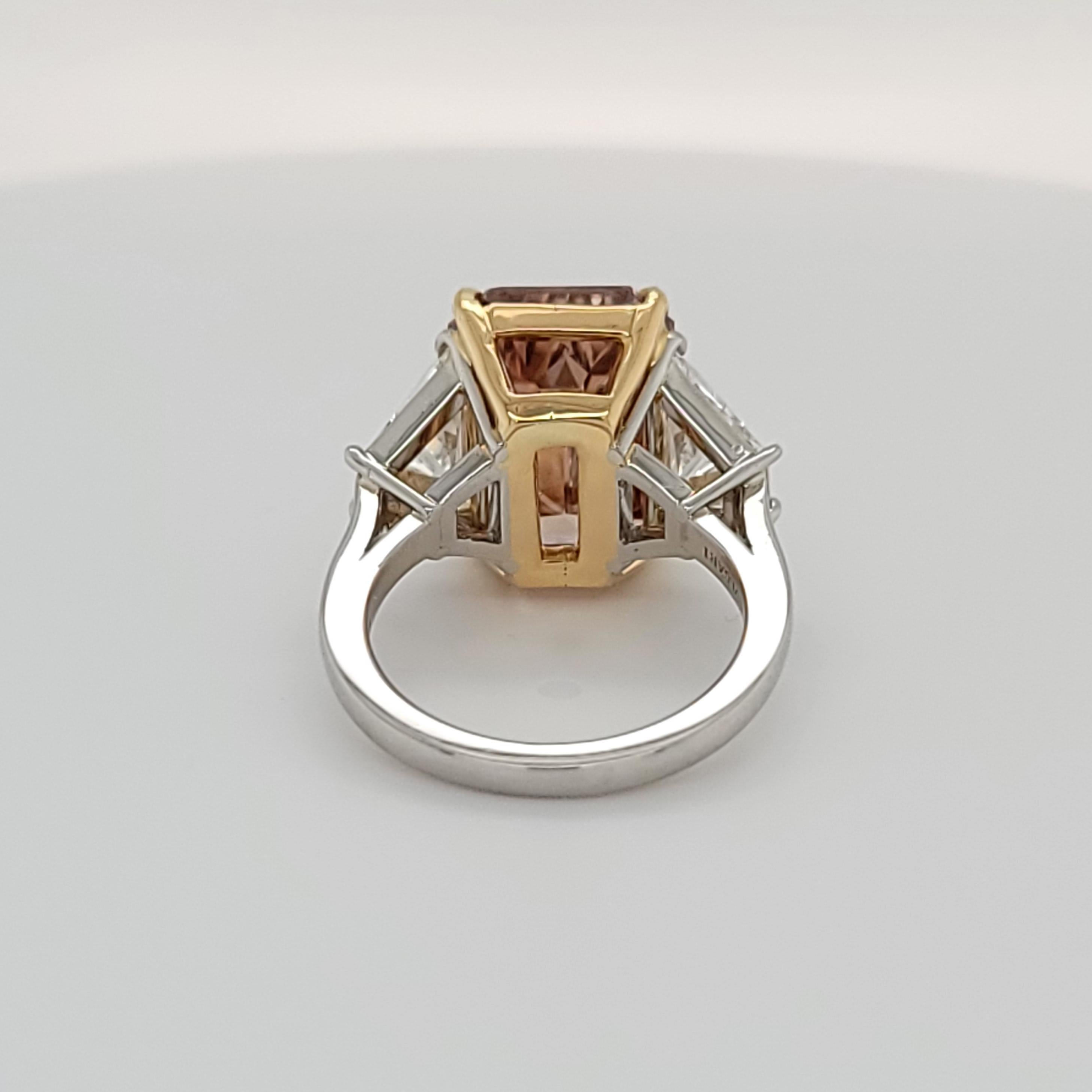 Contemporary Bulgari Ring 8.50 Carat Fancy Deep Brown Pink Emerald-Cut Diamond GIA Certified For Sale