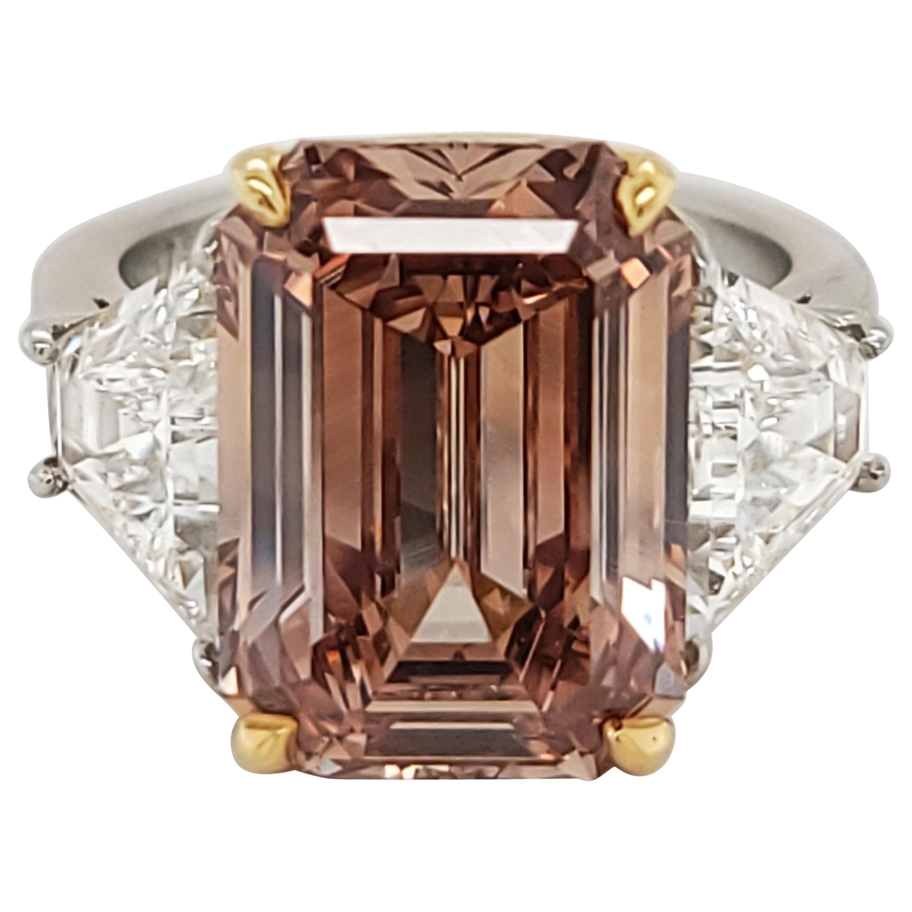 Bulgari Ring 8.50 Carat Fancy Deep Brown Pink Emerald-Cut Diamond GIA Certified For Sale