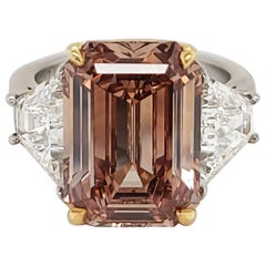 Bulgari Ring 8.50 Carat Fancy Deep Brown Pink Emerald-Cut Diamond GIA Certified