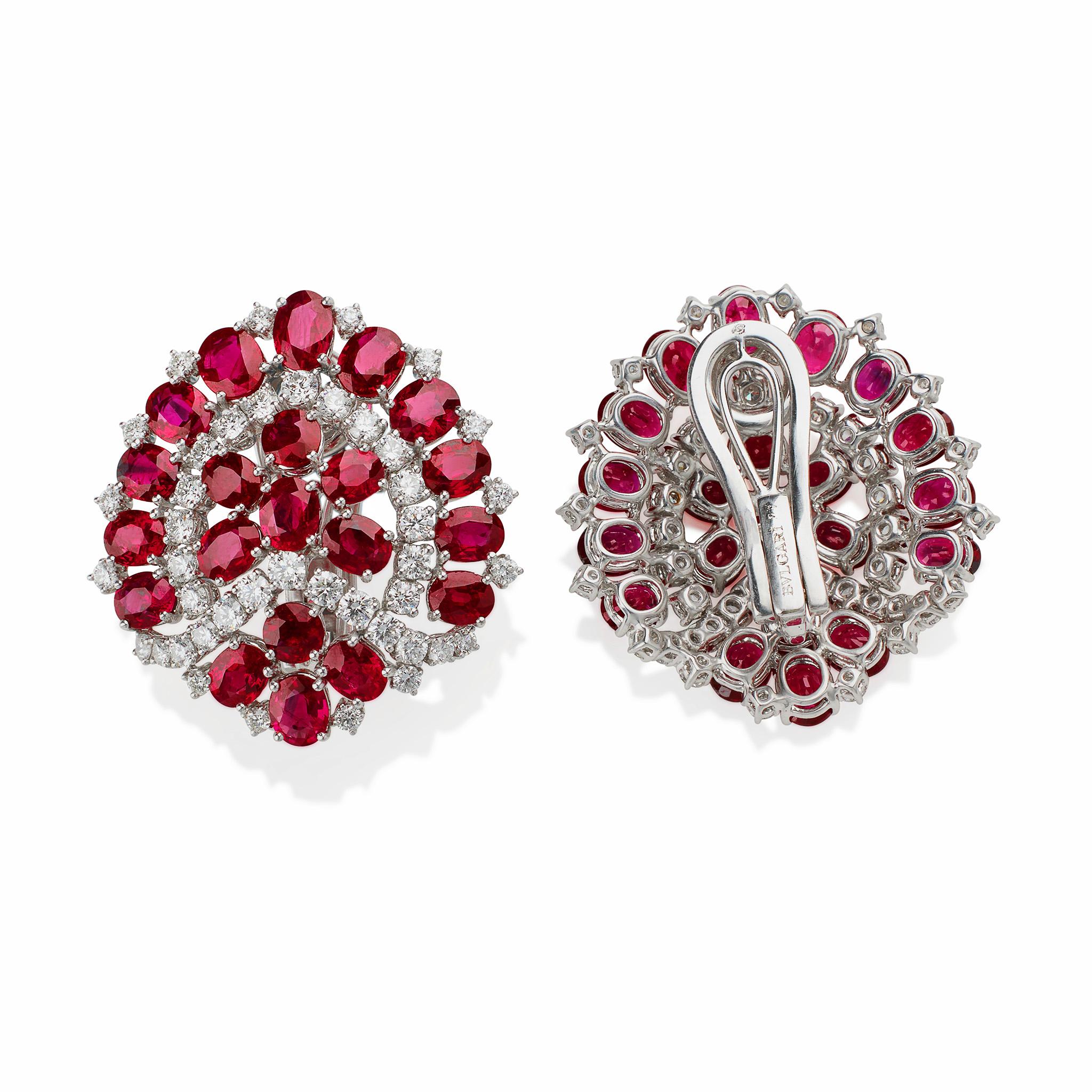 Bulgari Roma 1960s Ruby and Diamond Clip Earrings For Sale 1