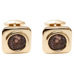 Bulgari Roma-Constans I Square Cufflinks in 18 Karat Yellow Gold