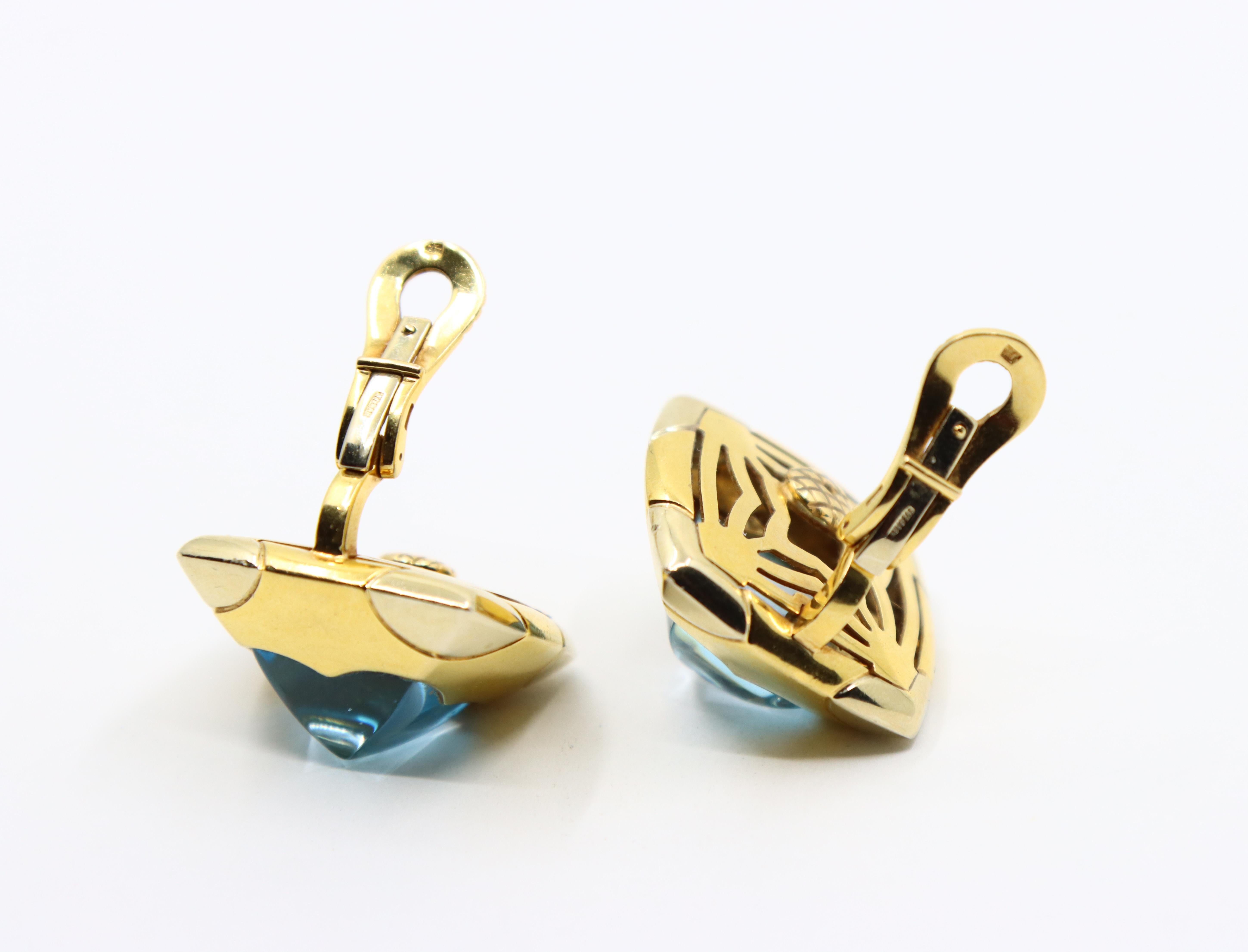 Orecchino Bulgari Roma Pyramid in oro 18 carati con Topazio Blu in vendita 8