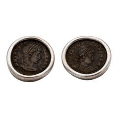 Bulgari Roman Coin Silver Earrings