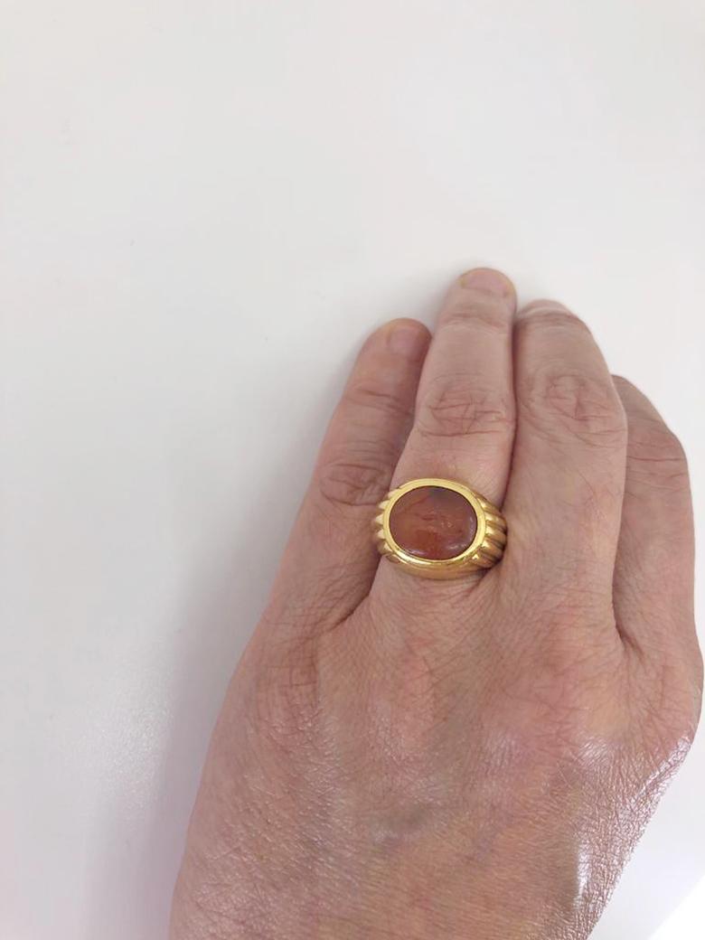 Bulgari Roman Intaglio Carnelian Yellow Gold Bombe Ring 1