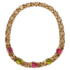 Bulgari Rome Pink Tourmaline and Peridot Necklace