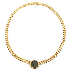 Bulgari Rome Vintage Ancient Coin ‘Monete’ Yellow Gold Curb Link Necklace