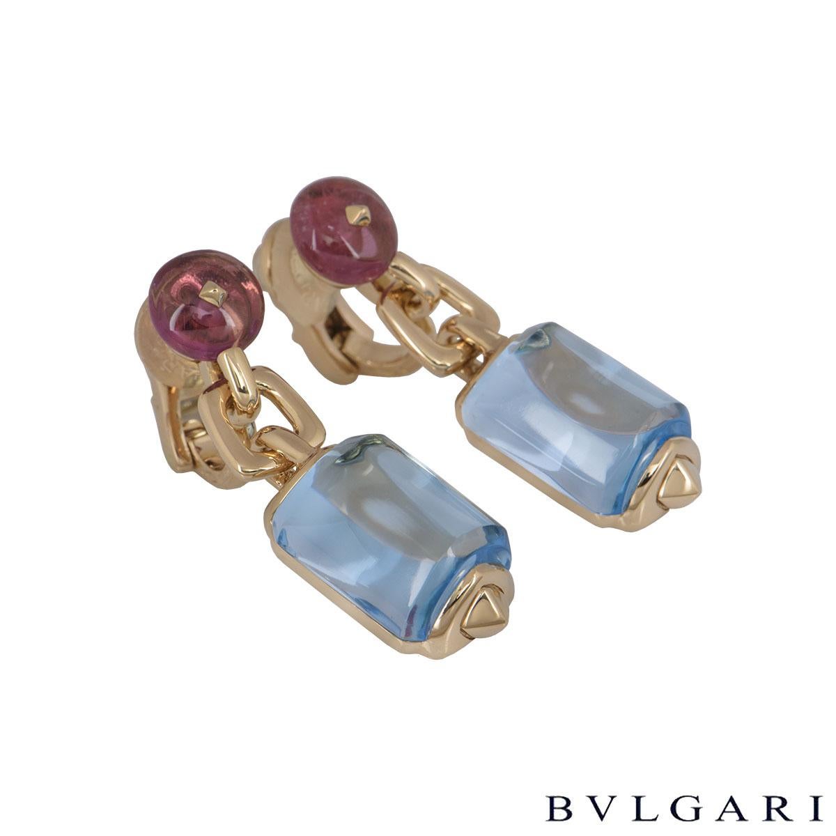 Women's Bulgari Rose Gold Amethyst and Aquamarine Earrings