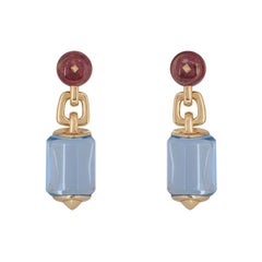 Bulgari Rose Gold Amethyst and Aquamarine Earrings