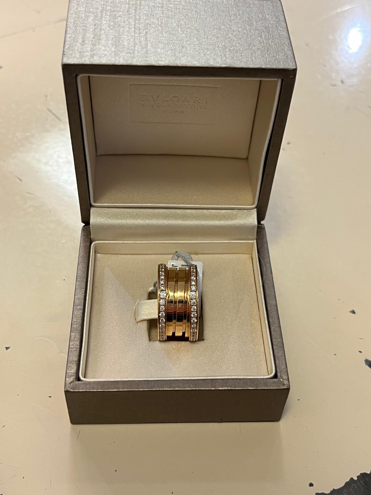 Brilliant Cut Bulgari Rose Gold and Diamond B.zero1 Ring For Sale