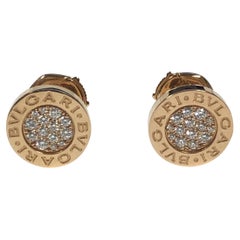 Bulgari Rose Gold and Diamond Pave Bvlgari Bvgari Stud Earrings