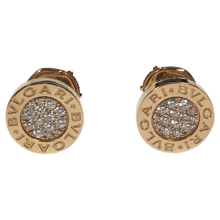 Bulgari Rose Gold and Diamond Pave Bvlgari Bvgari Stud Earrings at 1stDibs  | bvlgari stud earrings, bvl earrings, bulgari studs