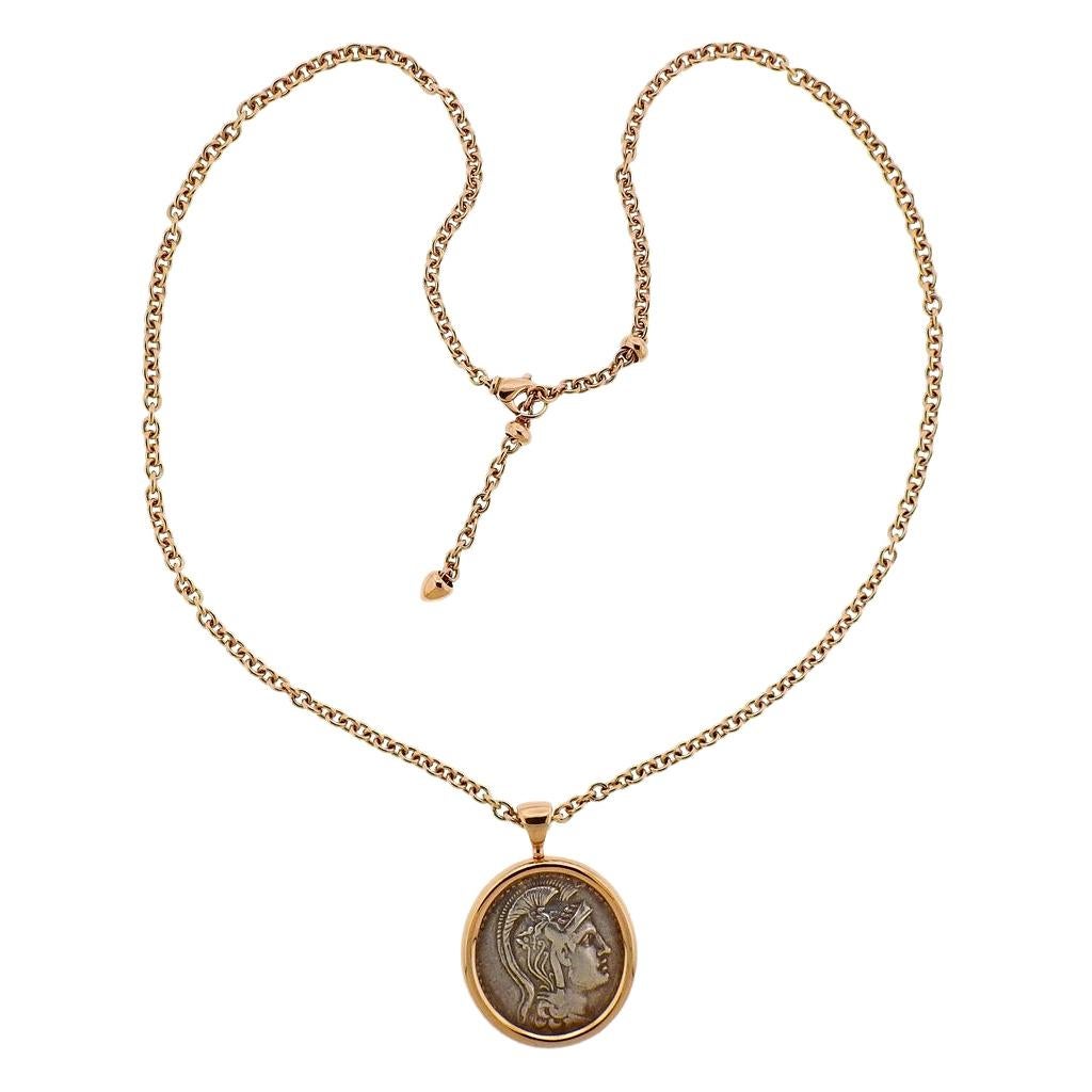 Bulgari Rose Gold Attica Athens 449 B.C. Ancient Coin Pendant Necklace