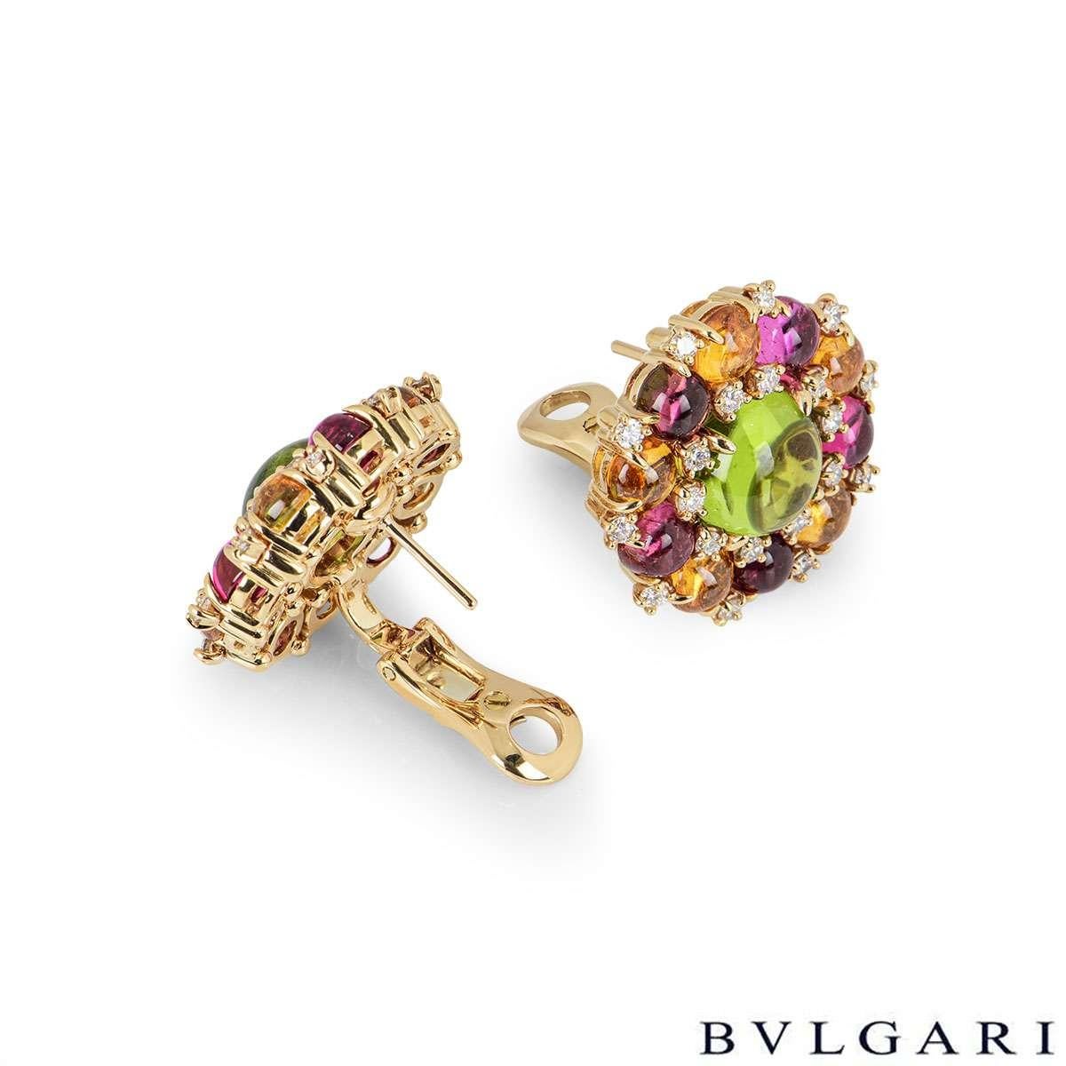 Round Cut Bulgari Rose Gold Diamond and Multi-Gemstone Earrings
