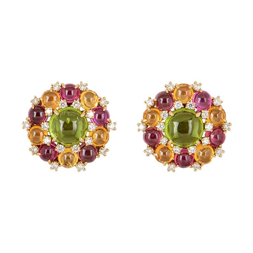 Bulgari Rose Gold Diamond and Multi-Gemstone Earrings