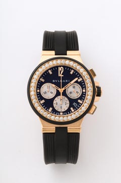Bulgari Rose Gold Diamond Diagono Chronograph Watch