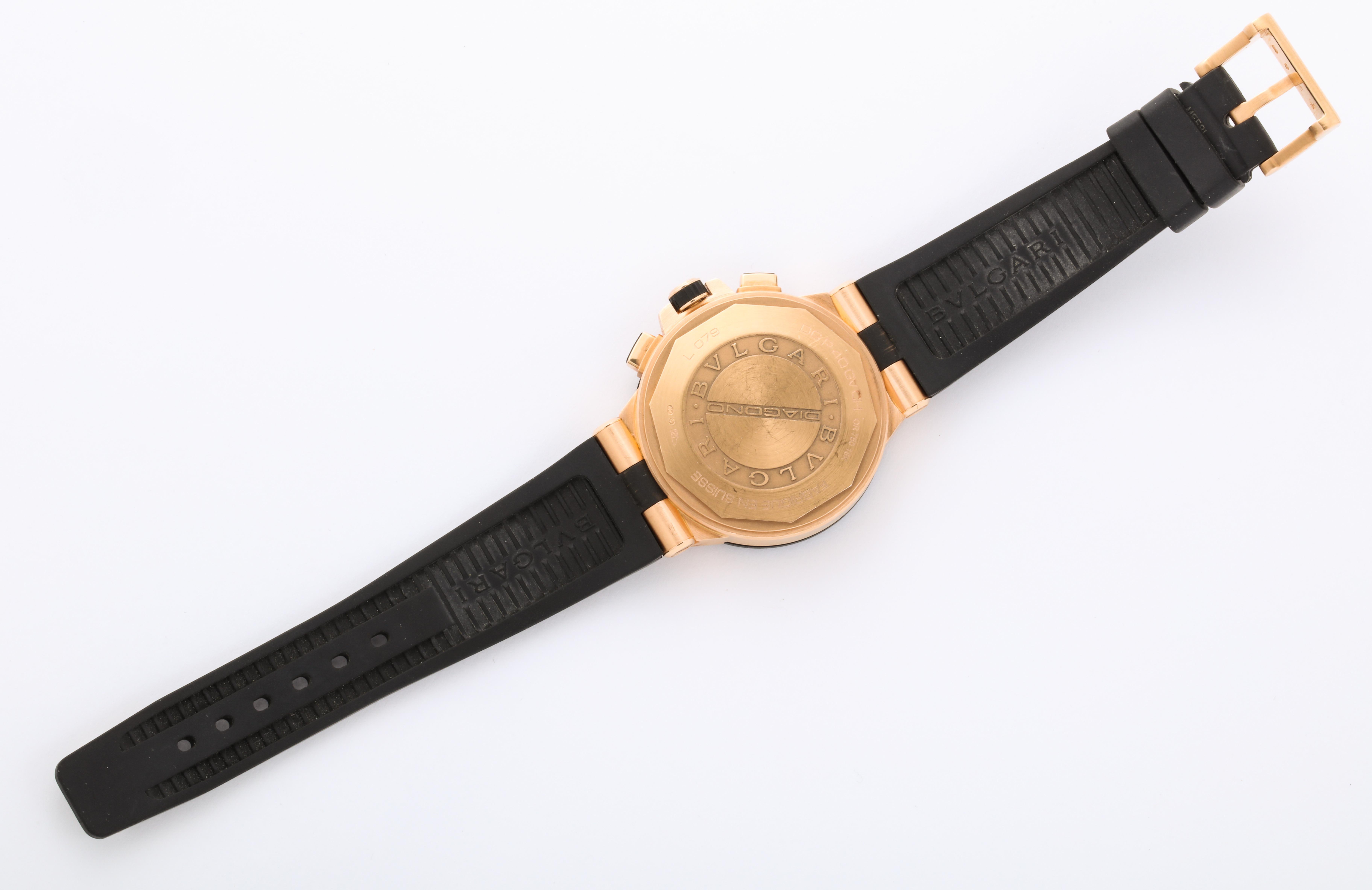 Bulgari Rose Gold Diamond Diagono Chronograph Watch 1