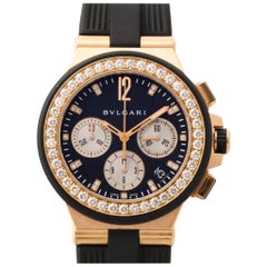 Bulgari Rose Gold Diamant Diagono Chronograph Uhr