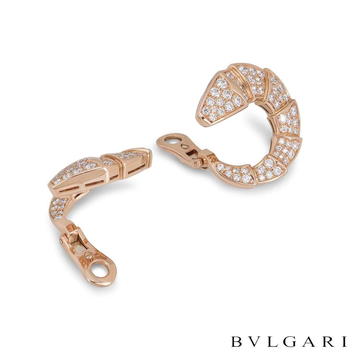 Bulgari Serpenti-Ohrringe aus Roségold mit 2,06 Karat Diamanten im Zustand „Hervorragend“ im Angebot in London, GB