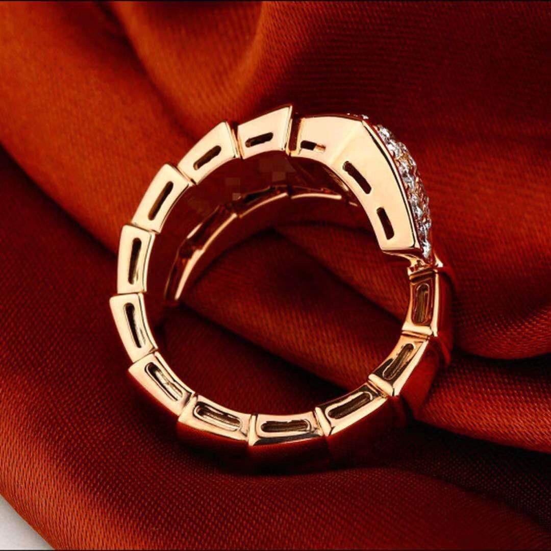 Bulgari Rose Gold Diamond Serpenti Ring Size L 1