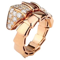 Bulgari Rose Gold Diamond Serpenti Ring Size L