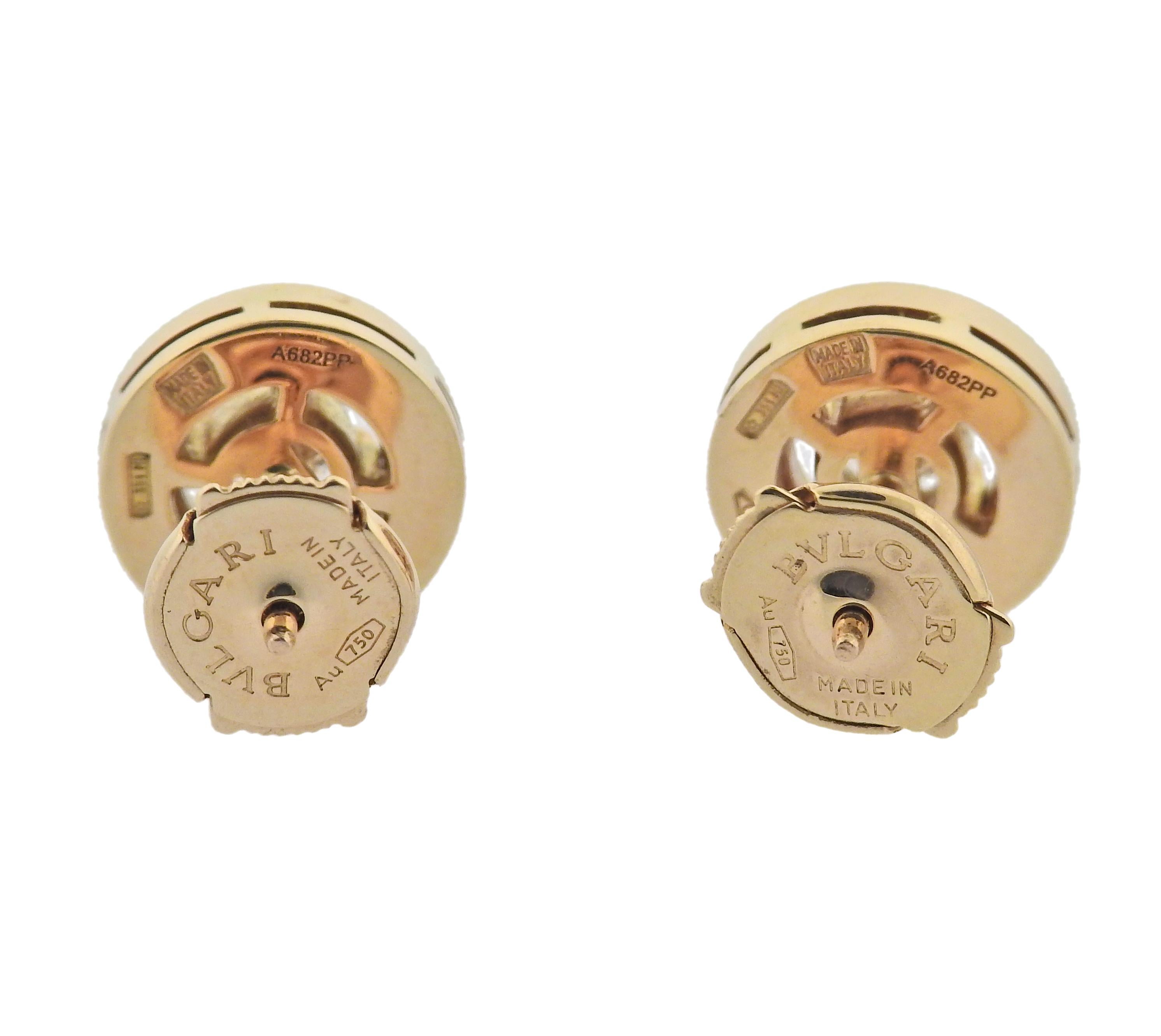 Bulgari Rose Gold Diamond Stud Earrings 128764 In New Condition In Lambertville, NJ