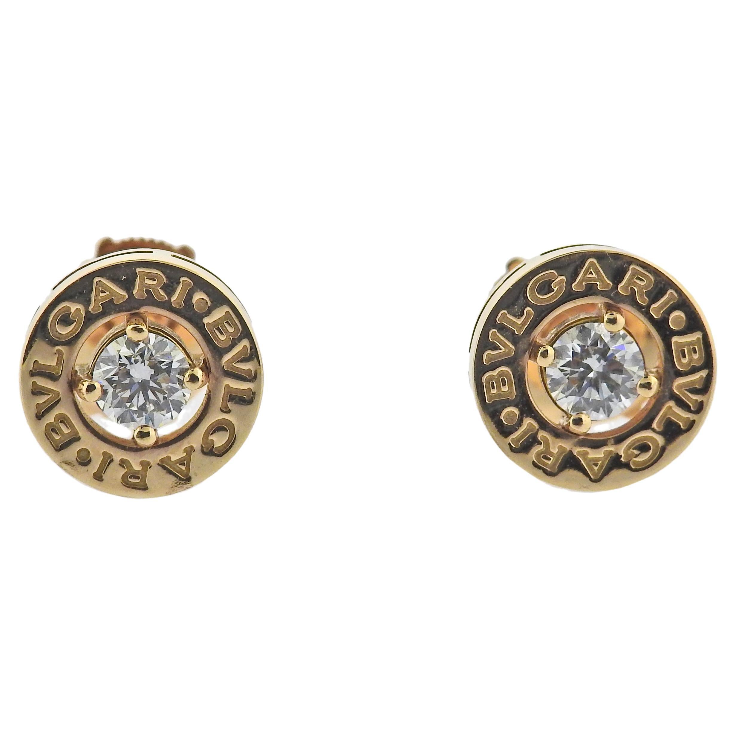 Bulgari Rose Gold Diamond Stud Earrings 128764